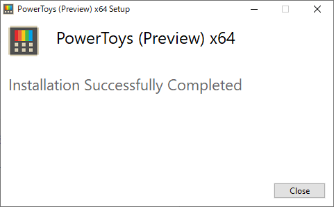powertoysのインストール終了画面